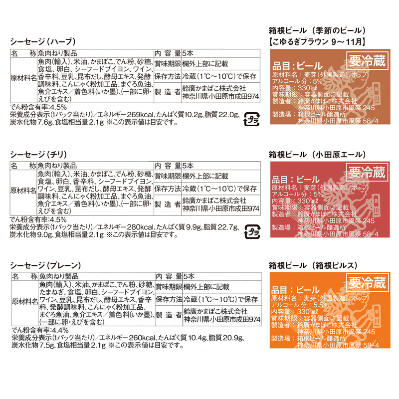 シーセージ&箱根ビールセット - 鈴廣オンラインショップ かまぼこの